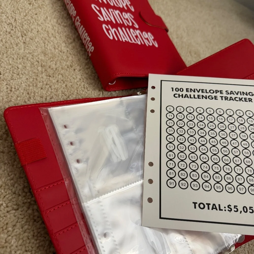 RED 100 Money Savings Challenge A5 Money Binder Book Money Budget Book Budget